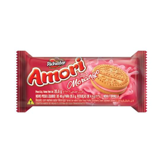 Imagem de Biscoito recheio morango richester amori pacote 35,6g