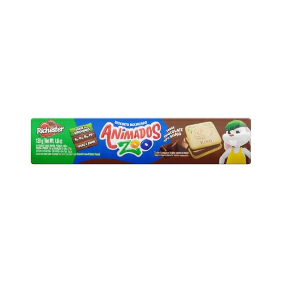 Imagem de Biscoito com recheio chocolate tipo suíço richester animados zoo pacote 130g