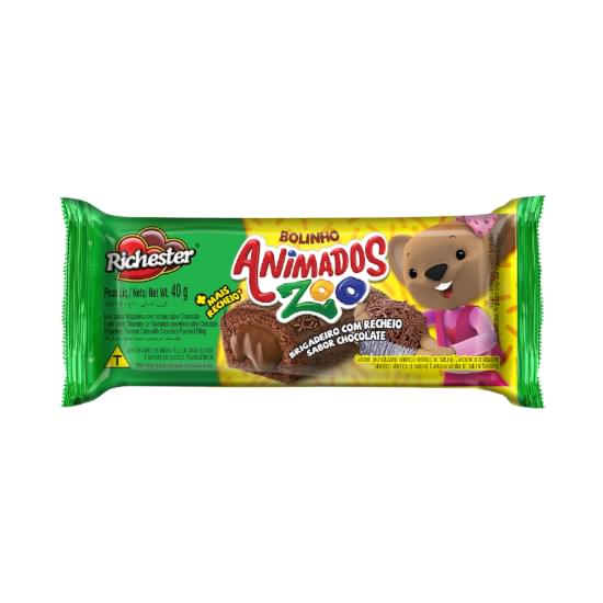 Imagem de Bolinho brigadeiro com recheio de chocolate richester animados zoo pacote 40g