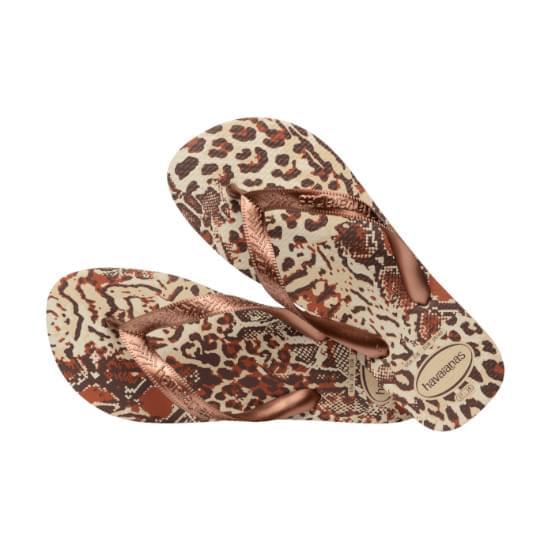 Imagem de Sandália havaianas feminina top animals areia/cobre metalico 35/36