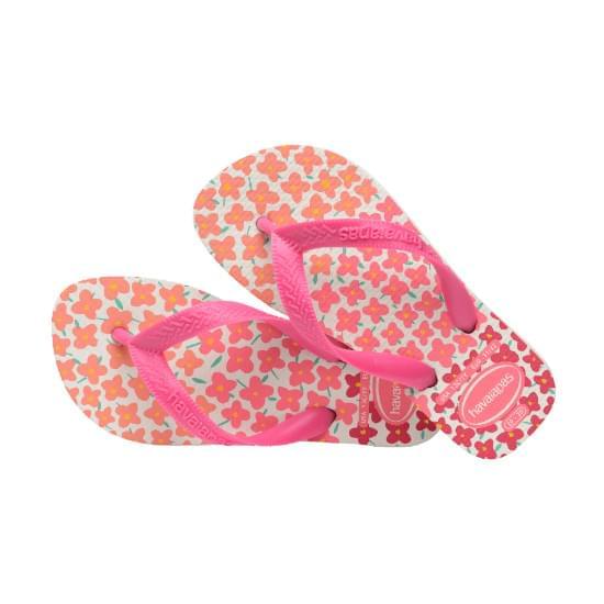 Imagem de Sandália havaianas infantil kids flores branco/rosa flux 31/32