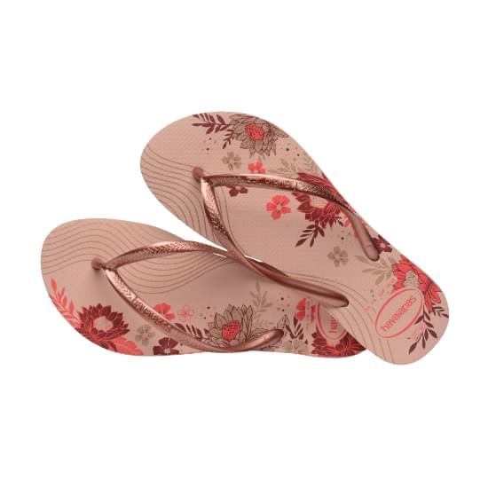 Imagem de Sandália havaianas feminina slim organic rosa ballet/dourado blush/dourado 33/34
