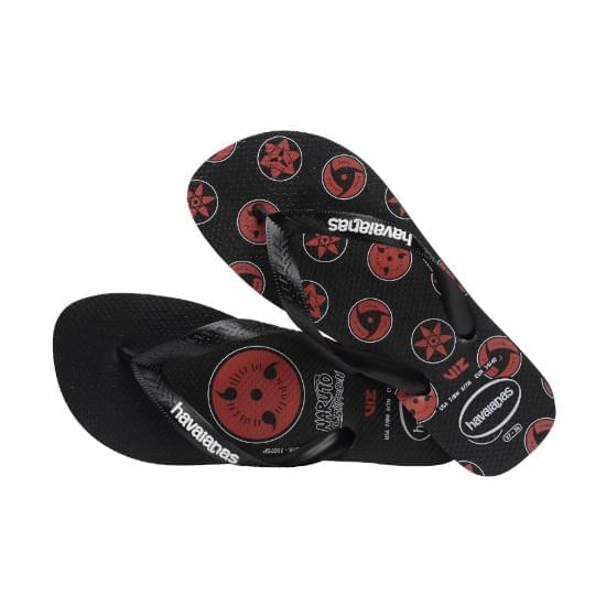 Imagem de Sandália havaianas masculina top naruto preto/preto/vermelho rubi 39/40