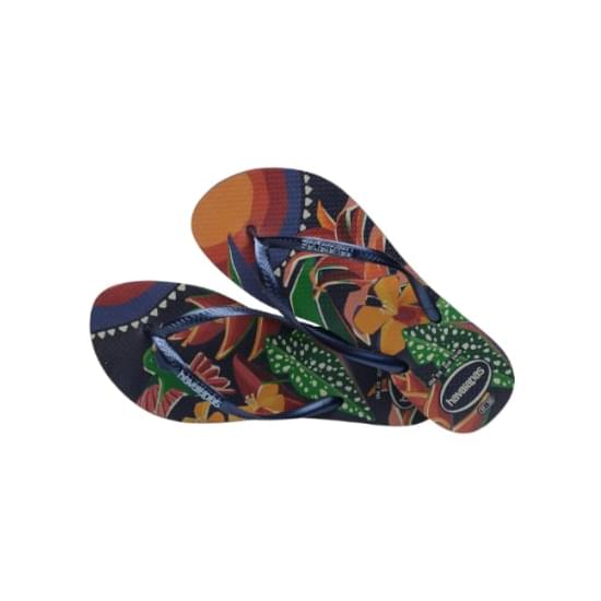 Imagem de Sandalia havaiana feminina slim tropical marinho/marinho 33/34