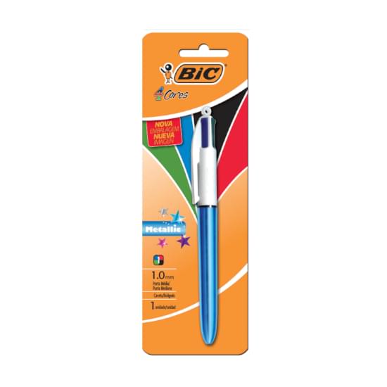 Imagem de Caneta bic 4 cores metallic azul 1.0mm