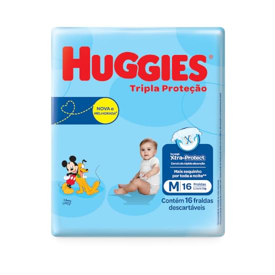 Imagem de Fralda infantil huggies tripla proteção tamanho m jumbinho | com 16 unidades