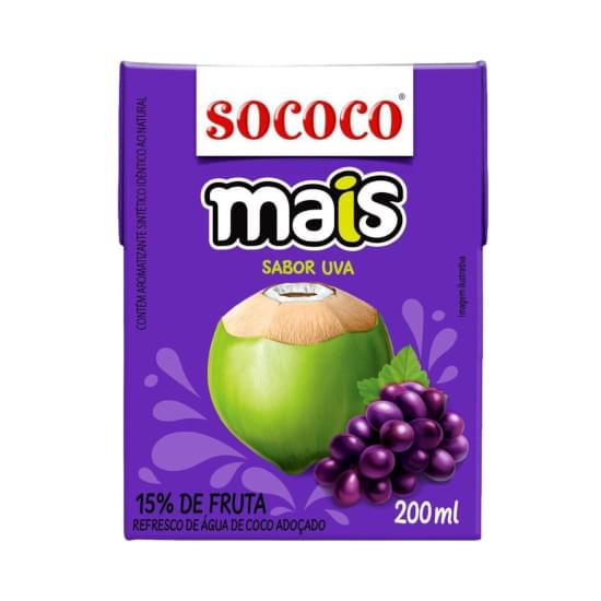 Imagem de Água de coco sococo mais uva 200ml