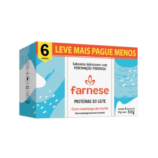 Imagem de Pack sabonete barra hidratante proteínas do leite farnese caixa 510g 6 unidades leve mais pague menos