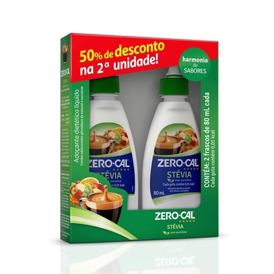 Imagem de Adocante liquido zero cal stevia 2x80ml 50% de desconto na 2 unidade