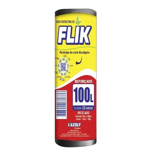 Imagem de Saco p/lixo flik pret rolo 100 lt c/15un