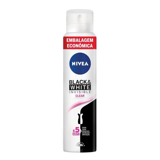 Imagem de Desodorante aerossol nivea feminino invisible black & white clear 200ml