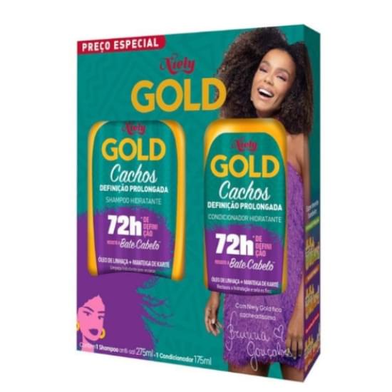 Imagem de Kit shampoo+condicionador gold cachos definicao prolongada 275+175ml